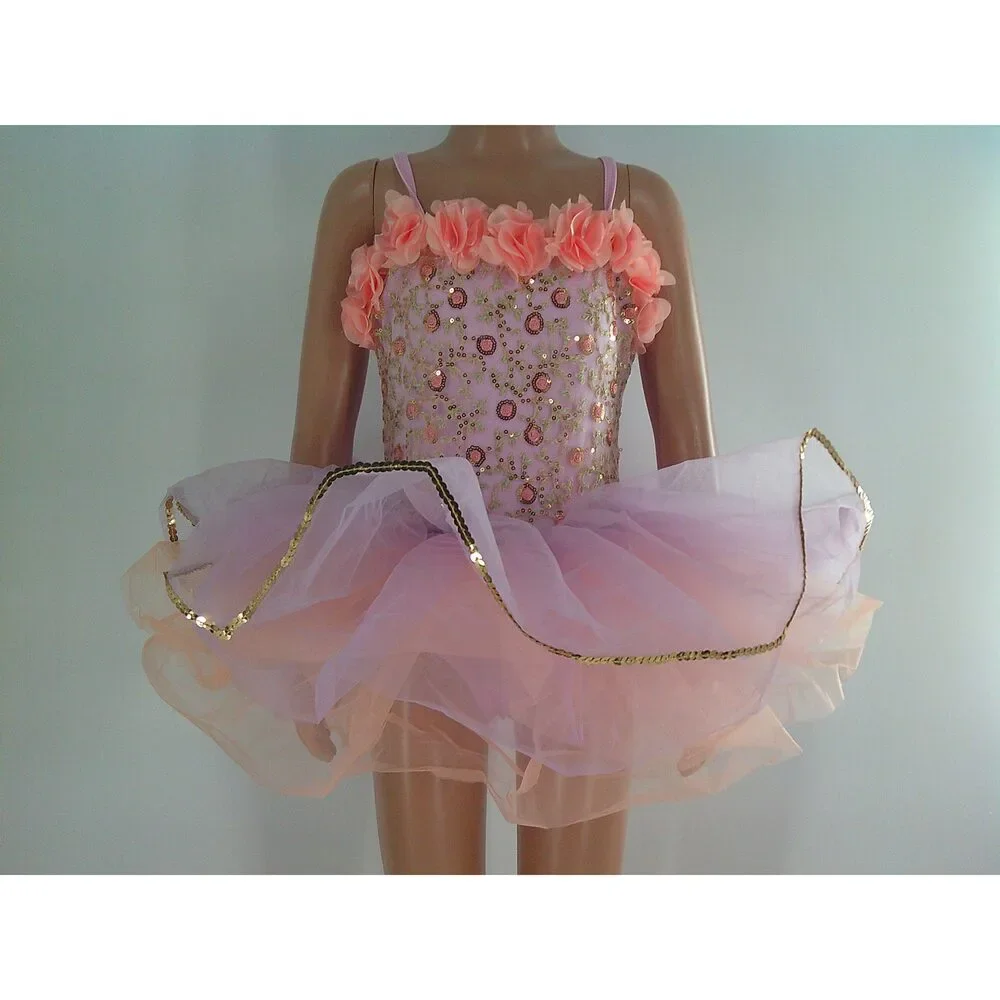 Pre-Owned Dance Costume Costume Gallery 17248 Small Child Pink Tutu Ballet Sequ